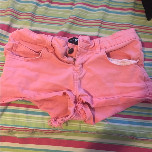 Peachy denim shorts