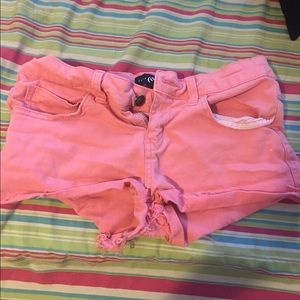 Peachy denim shorts