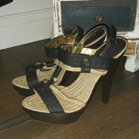 Black high heel sandals