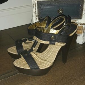 Black high heel sandals