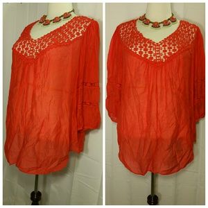 Orange Boho Crochet Top