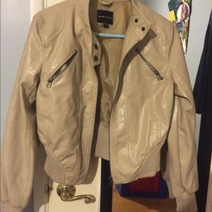 Cream faux leather jacket