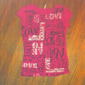 Pink glittery graphic tee