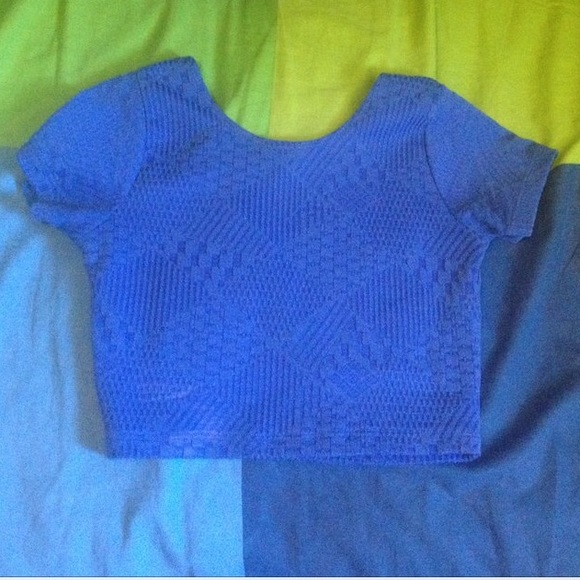 Blue Printed Crop Top