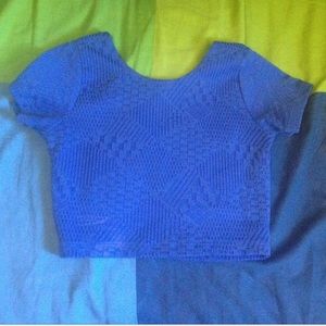 Blue Printed Crop Top