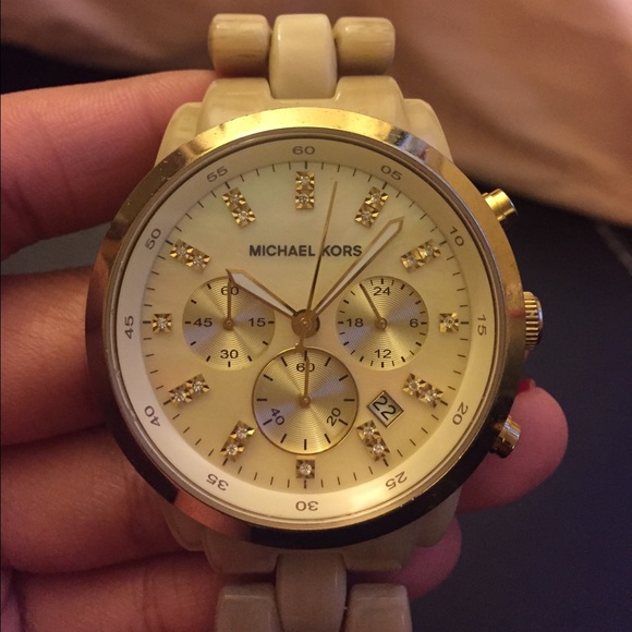 White Tortoise Gold Michael Kors Watch main image 4