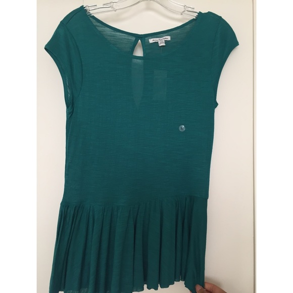 TURQUOISE-GREEN PEPLUM SHIRT