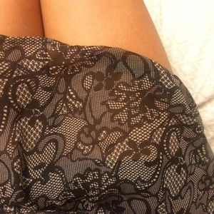 Black & white floral mini skirt