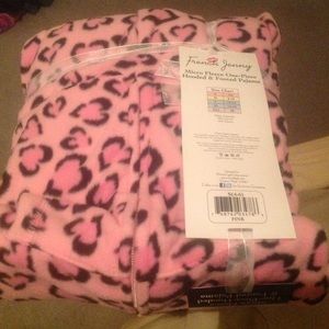 NWT pink hooded and footed pajamas