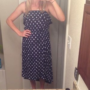 Navy blue Polka dot hi lo dress