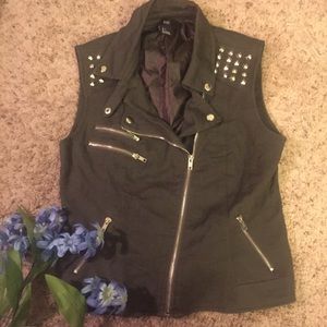 Dark green studded vest