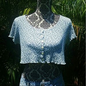 Blue Floral Crop Top