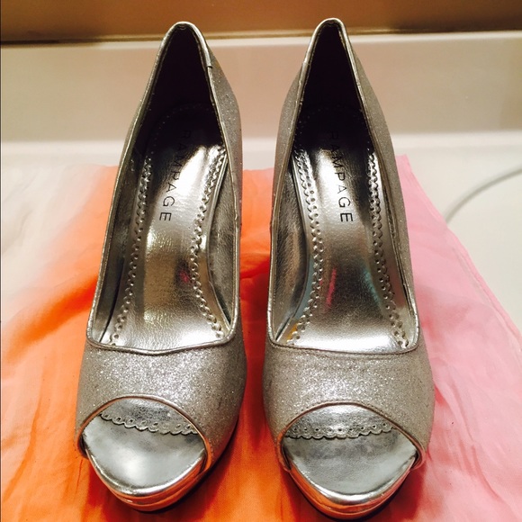 RAMPAGE "Gracee" Silver w/Sequins Peep-Toe Heels😍 - Picture 2 of 4
