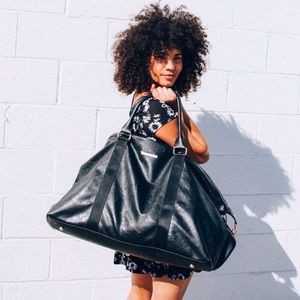 Black weekender duffel bag