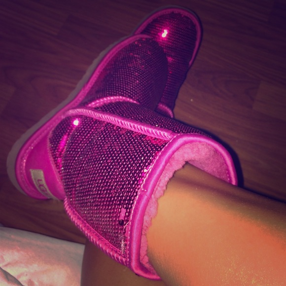 Pink sequined Ugg boots (Size 6)