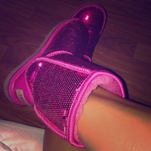 Pink sequined Ugg boots (Size 6)