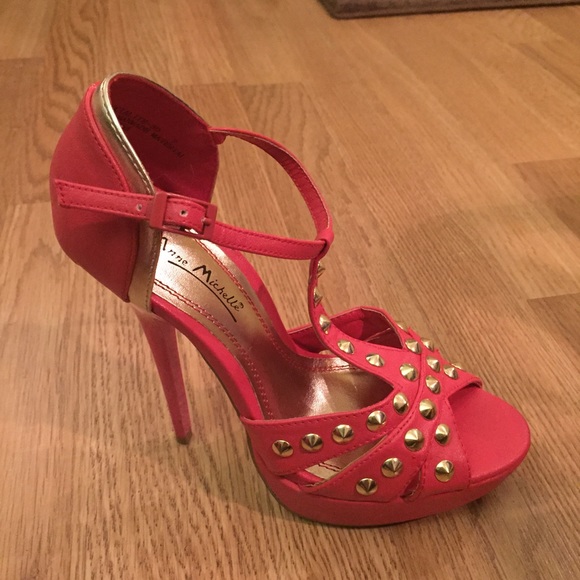 New coral heels with gold studs!