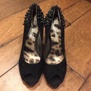 Black open toed crystal Sam Edelman heels
