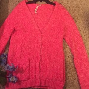 Neon pink cardigan