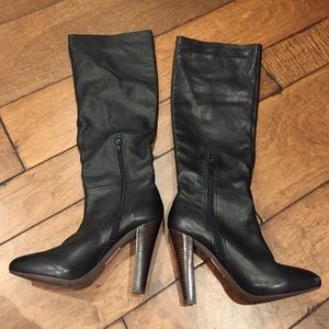 Black leather tall Steve Madden boots