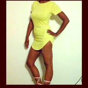New Sexy Mini Yellow Tshirt dress