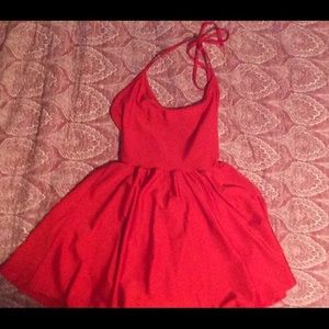 American apparel red nylon skater dress size M