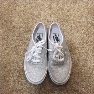 Silver glittery Vans