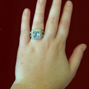 David Yurman Albion Ring w/ blue topaz & diamond