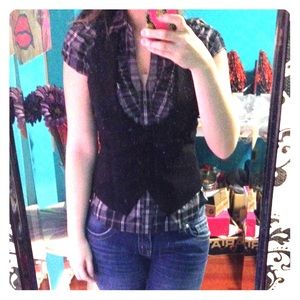 Black pinstripe vest from Express