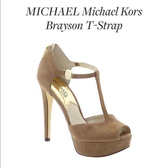 MICHAEL Michael Kors Brayson T Strap Suede Beige