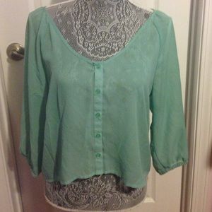 Light green sheer mid crop top