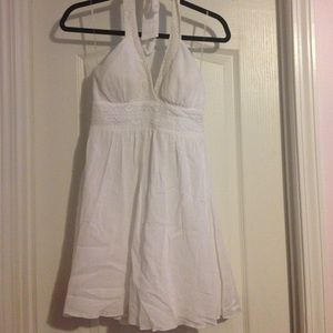 White with some lace trim halter top dress
