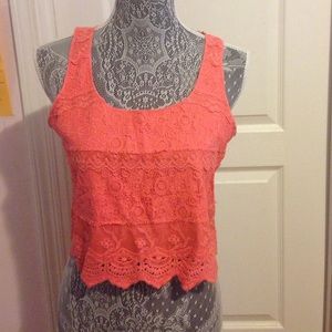 Pink lace crop top