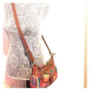 Multi-colored adjustable strap satchel