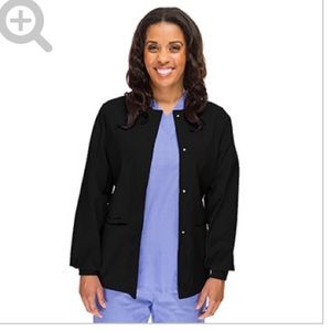 Landau round neck black scrub jacket