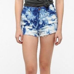 Tie Dyed Distressed Jean Shorts
