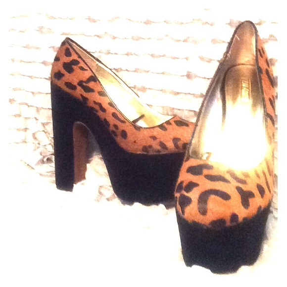 Cheetah print platform heels
