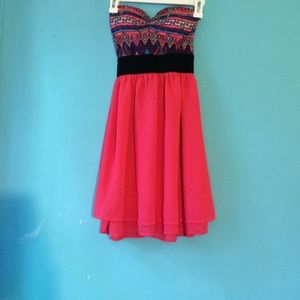 Pink and Aztec printed summer dress