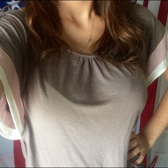 Light brown flowy stretch bottom top