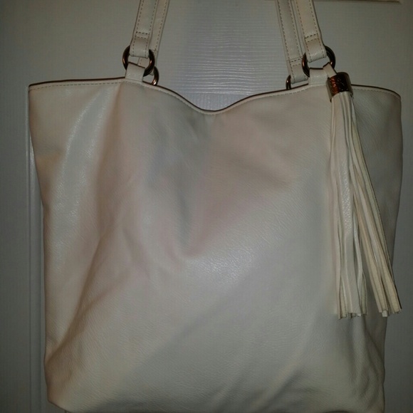 White leather purse