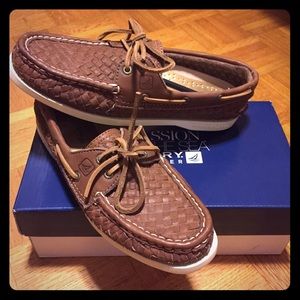 SOLD NIB Woven Sperry Topsiders Papaya