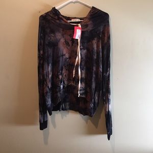 Black/Tan Tie-Dye Hoodie