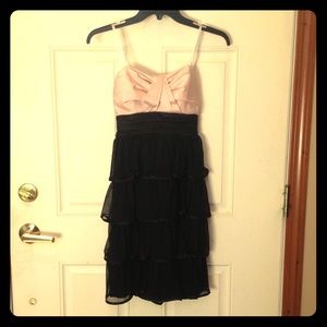 Pink and Black Strapless Dress
