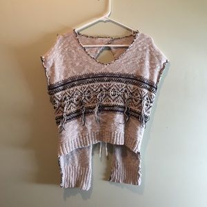 Off White Knitted Cropped Sweater