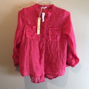 Pink Button-Up Blouse