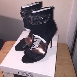 Bebe soft leather jeweled 5inch heel shoe