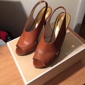 Michael Kors Leather Cognac Sling Back Shoe