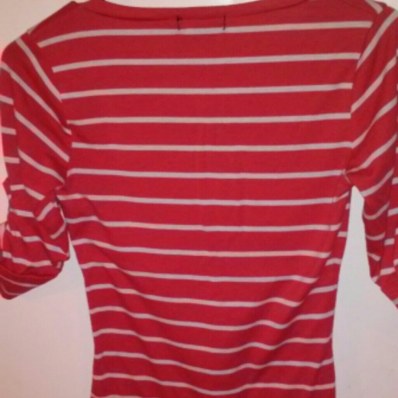 redish orange and white stripped tee - Picture 4 of 4