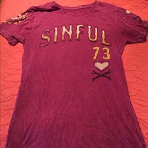 Sinful Brand, short sleeve shirt.