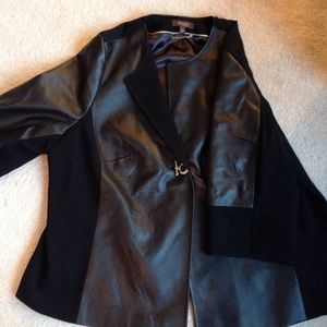Tesori black leather and fabric jacket size 2X